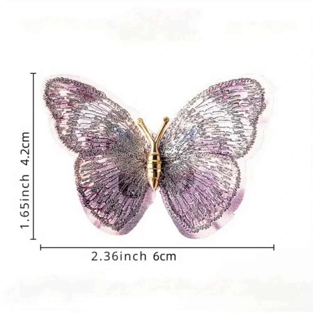 Handmade Embroidered Purple Butterfly Shaped Brooch Sweater Pin Suits Corsage